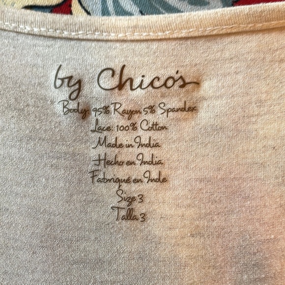Chico’s NWT Novelty Sleeve Tunic Top  3/4 Sleeve Fashion Sz XL - Picture 6 of 7